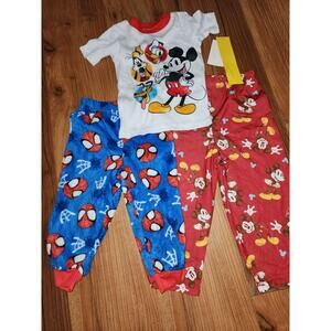 Mickey Mouse Pajama Sets Pants Fleece Size 2t 3t Mixed Lot Bundle 3 Pieces